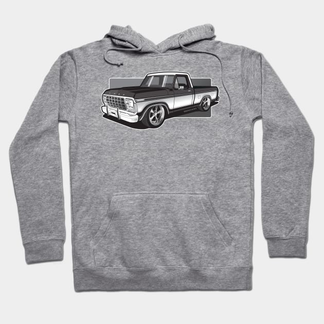 1979 Ford Pick up truck, single cab shortbed, Lowered. Hoodie by RBDesigns